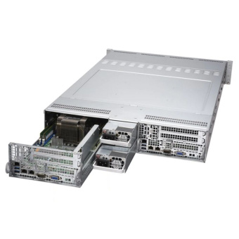 Платформа системного блока SuperMicro SYS-6029TR-DTR 2*node 2*LGA3647, C621, 8*DDR4(2933, 6*3.5" HS SATA3, 2*PCIE, 2*Glan, IPMI lan, 2*USB 3.0, VGA, COM 2*1200W
