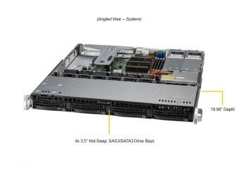 Серверная платформа SYS-510T-MR 1U, 1xLGA1200, 4x DDR4, 4x 3.5" SAS/SATA, 2x 1Gb RJ-45, 2x PCIE Gen4, 1x M.2, 2x 400W