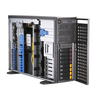 Серверная платформа SuperMicro SYS-740GP-TNRT Tower/4U, 2x LGA4189, 16x DDR4, 4x 3.5" SAS/SATA/NVME, 4x 3.5" SAS/SATA, 2x M.2, 6x PCIE Gen4 x16, 2x 10GbE, 2x 2200W