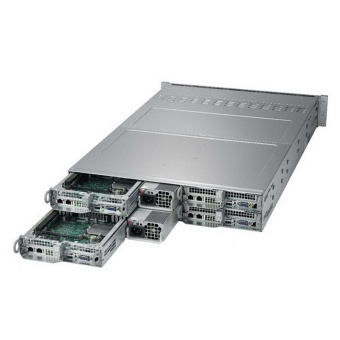 Платформа системного блока SuperMicro SYS-6029TP-HTR 2U, 4 node: 2xLGA3647, 16xDDR4, 3x3.5» bays, SATA, SIOM, IPMI, 2x2200W