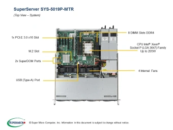 Серверная платформа SYS-5019P-MTR 1U, 1x LGA3647, 8x DDR4, 4x 3.5" SAS/SATA, 2x 10Gb RJ-45, 1x PCIE Gen3, 1x M.2, 2x 400W