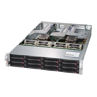 Платформа системного блока SuperMicro SYS-6029U-TR4 2U, 2xLGA3647 (up to 205W), iC621 (X11DPU), 24xDDR4, up to 12x3.5 HDD (opt. 8 SAS3 + 4 NVMe/SAS3), 4x1GbE, 1x PCIEx16, 5x PCIEx8, 1x PCIx8 LP, 1x PCIEx8 internal LP, 2x1000W