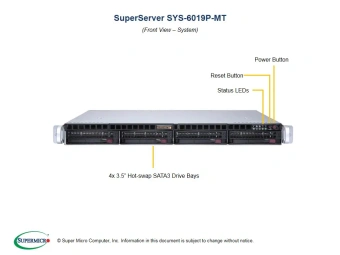 Серверная платформа SYS-6019P-MT 1U, 2x LGA3647, 8x DDR4, 4x 3.5" SAS/SATA, 2x 1Gb RJ-45, 1x PCIE Gen3, 1x 500W