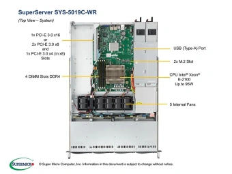 Серверная платформа SuperMicro SYS-5019C-WR 1U, 1x LGA1151, 4x DDR4, 4x 3.5" SAS/SATA, 2x M.2, 2x PCIE Gen3, 2x 500W