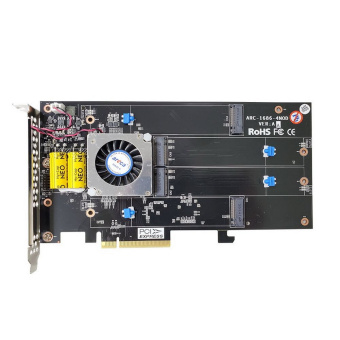 RAID-контроллер Areca ARC-1686-4NOD PCIe 4.0 x8  Full Height, 4 x M.2 Connector, Tri-mode interface at each M.2 bays - 12Gb/s SAS/SATA / Gen 4.0 PCIe (NVMe), RAID 0,1,10,JBOD, Hold-up Supercapacitor Onboard, RTL