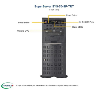 Платформа системного блока SuperMicro SYS-7049P-TRT 4U Rackmountable / Tower Optional Rackmount Kit Optional Rackmount Kit X11DPi-NT «SATA3 (6Gbps)