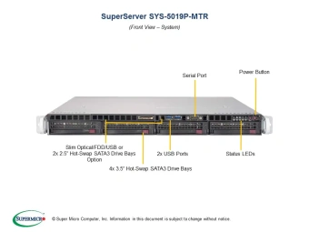 Серверная платформа SYS-5019P-MTR 1U, 1x LGA3647, 8x DDR4, 4x 3.5" SAS/SATA, 2x 10Gb RJ-45, 1x PCIE Gen3, 1x M.2, 2x 400W