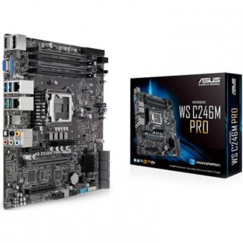Материнская плата ASUS WS C246M PRO Mini-ATX, LGA 1151 (H4), 4x DDR4 DIMM (to 128GB ECC UDIMM), 6x USB 3.0/3.1 (4 rear), 68x SATA, 1x PCIE x16, 1x PCIE x8, 1x PCIE x1, 1xM.2 2280, LAN 2x 1Gb, Video AT2500, Audio RTL {5)